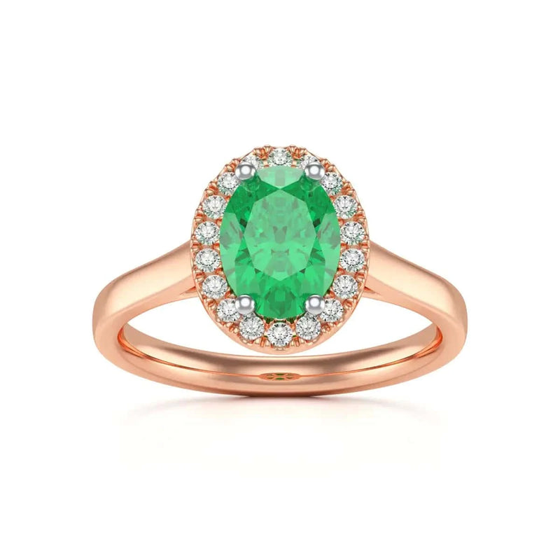 18ct rose gold oval shape emerald engagement ring 