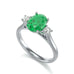 18ct white Gold  two side Diamond Emerald Engagement Ring  Oval Shape