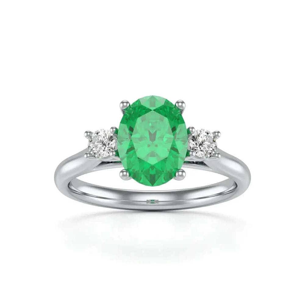 18ct Rose Gold Diamond oval shape Emerald Engagement Ring 