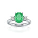 18ct white Gold Diamond Emerald Engagement Ring  Oval Shape