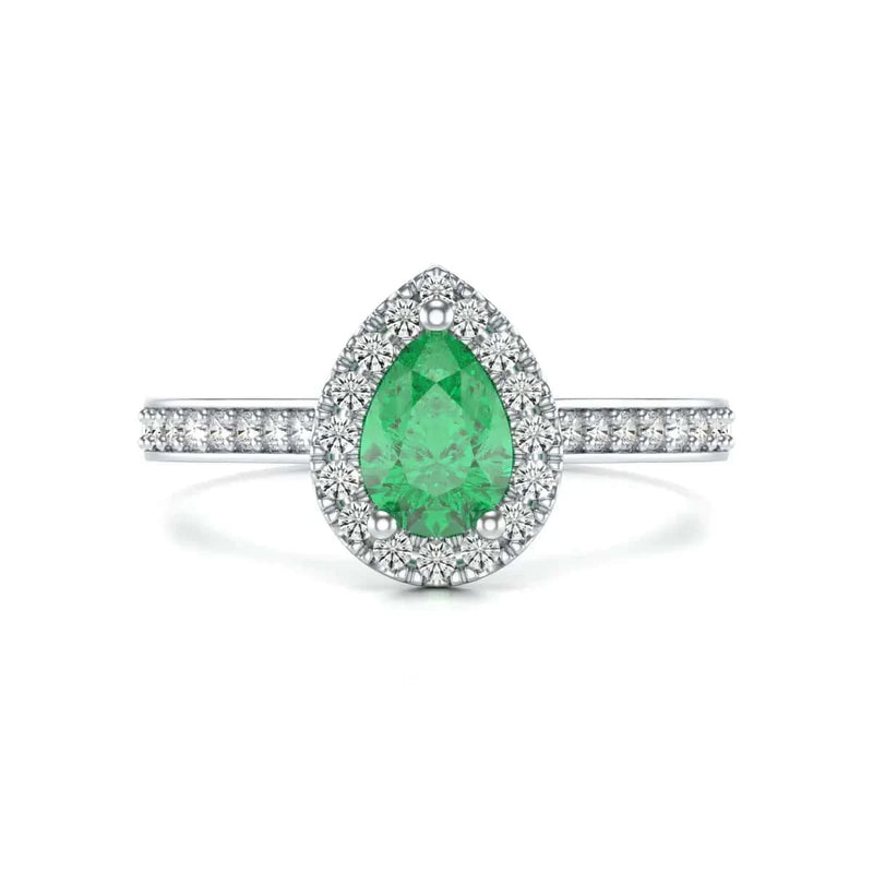 18ct white Gold Diamond Halo Emerald
