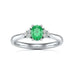 18ct white Gold Diamond Trefoil Emerald Engagement Ring - Oval Shape