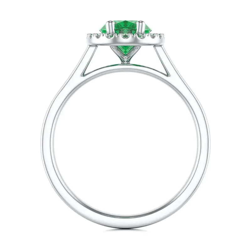 18ct white Gold Halo Emerald Engagement Ring 