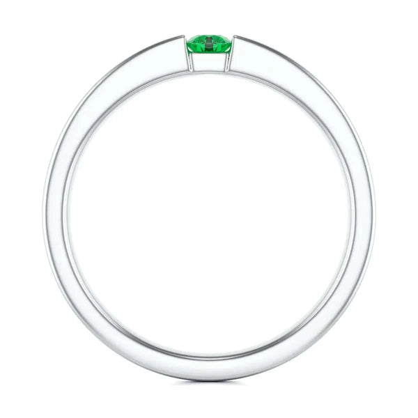 18ct Red Gold Tension set Emerald Ring - Round