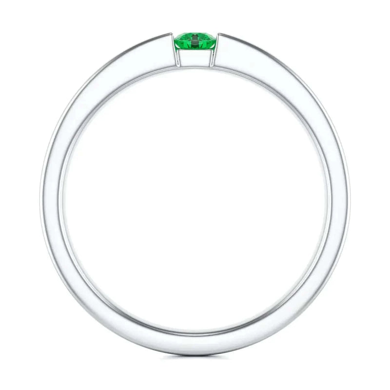 18ct white Gold Tension set Emerald Ring - Round