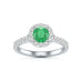 18ct  white gold halo emerald engagment ring round
