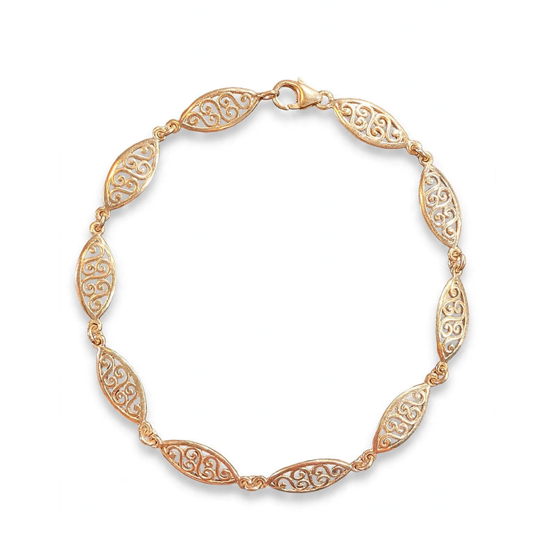 Sterling Silver Filigree Link Bracelet 7.5''