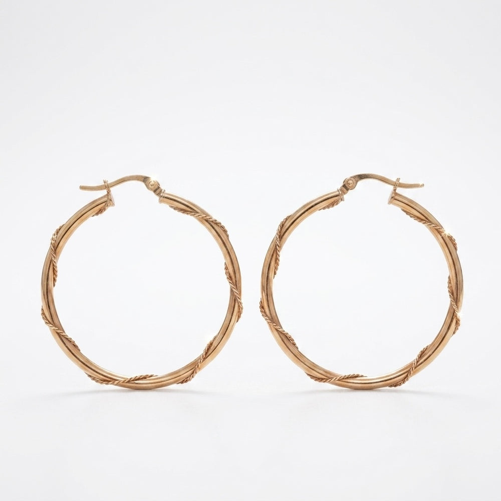 9K Yellow Gold Twisted Hoop Earrings