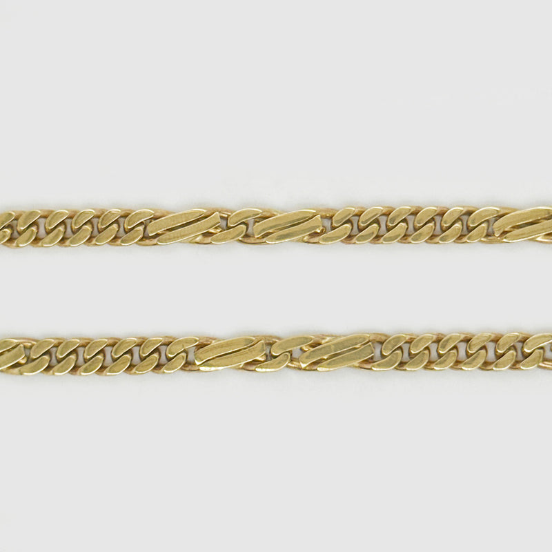 9K Yellow Gold Alternating Figaro Link Chain Necklace