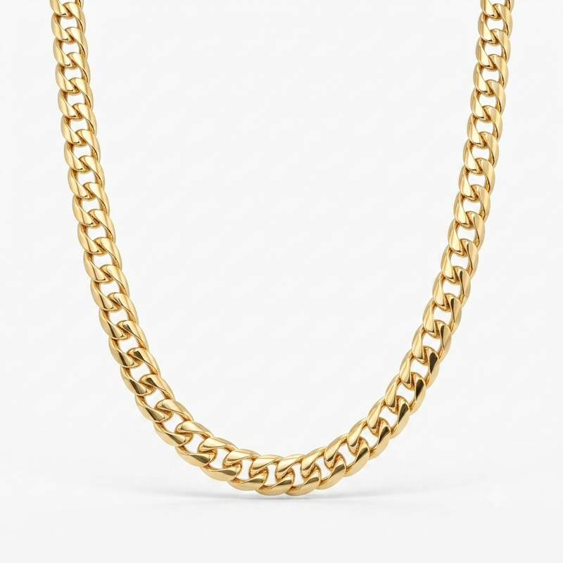 9K Yellow Gold Men's Heavy Curb Link Chain 22''
