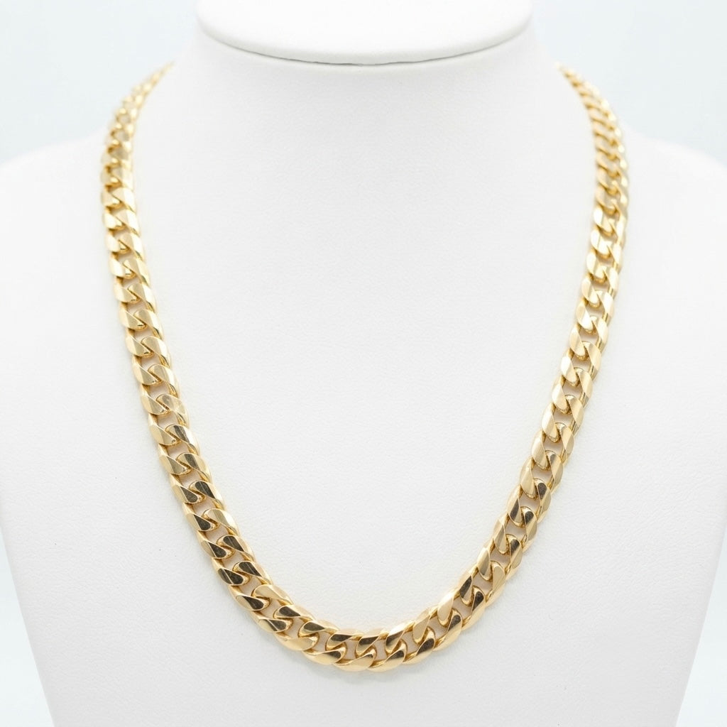 9K Yellow Gold Men's Miami Cuban Curb Link Chain 24''