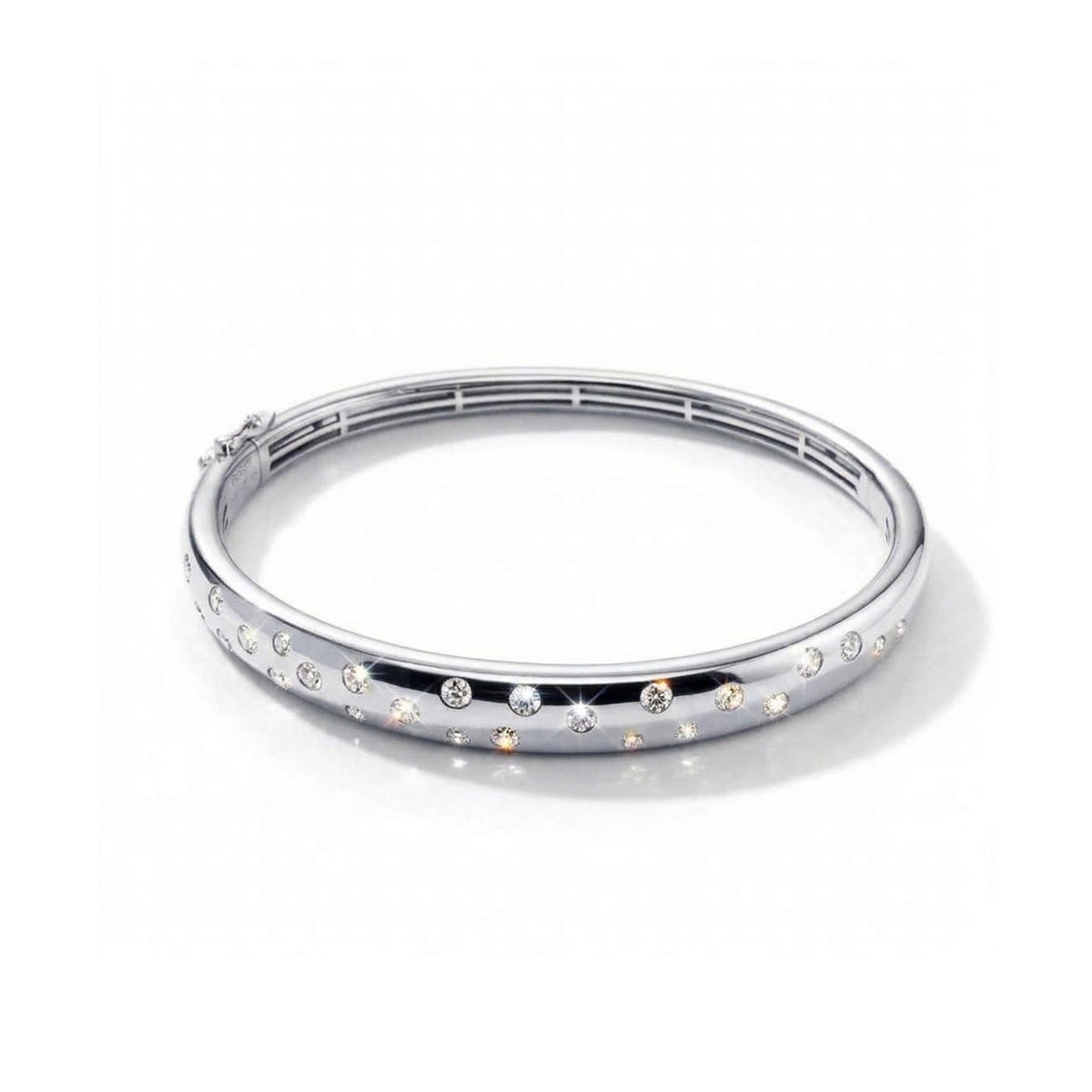 9K White Gold 1.35ctw Lab-Grown Diamond Flush-Set Bangle