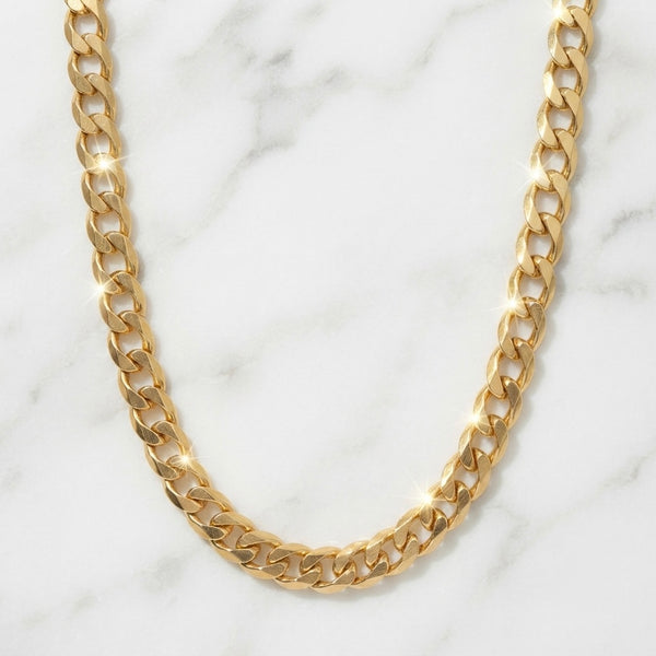 9K Yellow Gold Men's Curb Link Chain 21''
