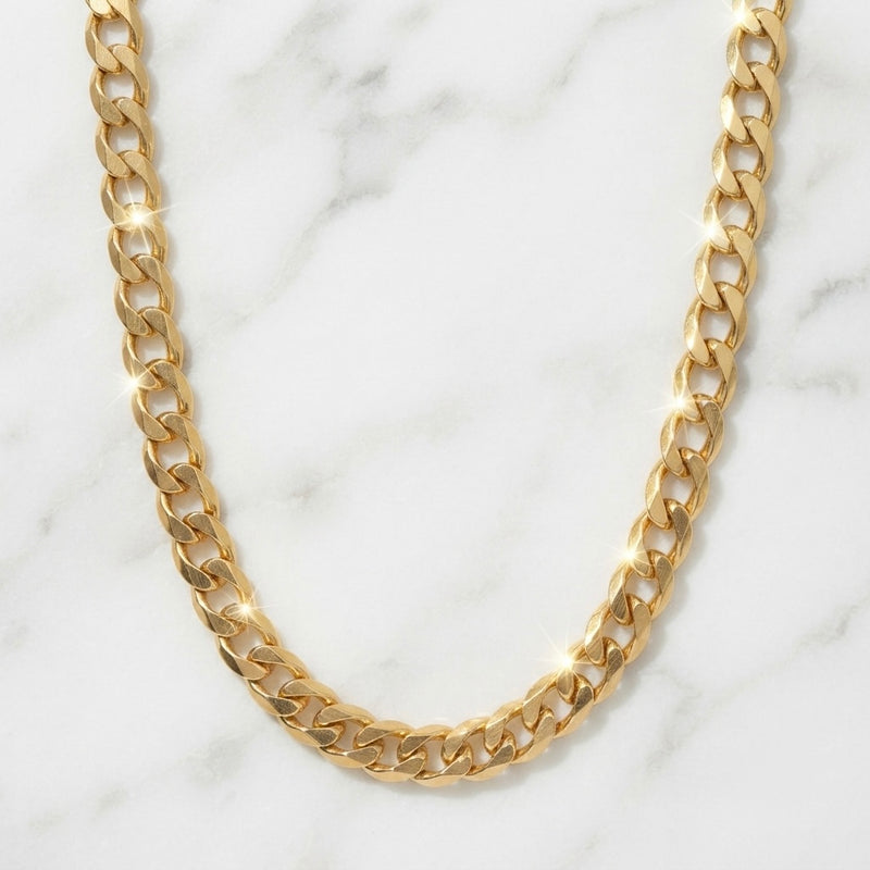9K Yellow Gold Men's Curb Link Chain 21''