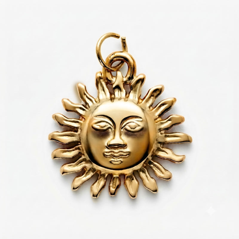 9K Yellow Gold Celestial Sun Pendant