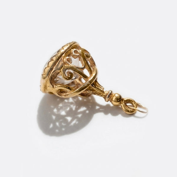 Antique 9K Yellow Gold Smoky Topaz Fob Pendant Charm