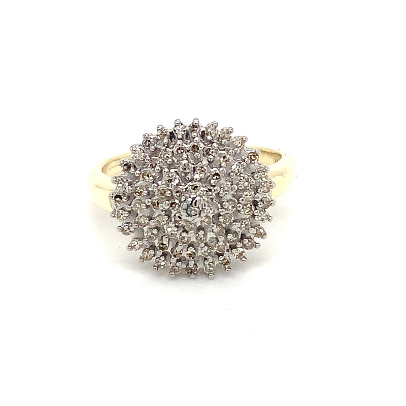 100 Diamond Cluster Ring in 9ct Yellow Gold - 1ct