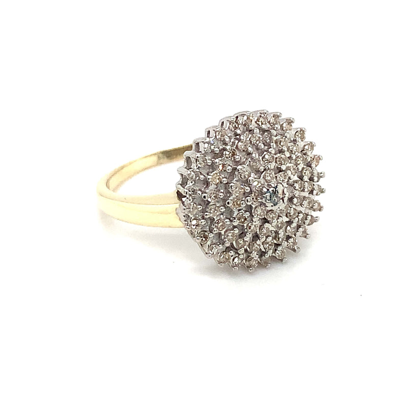100 Diamond Cluster Ring in 9ct Yellow Gold - 1ct