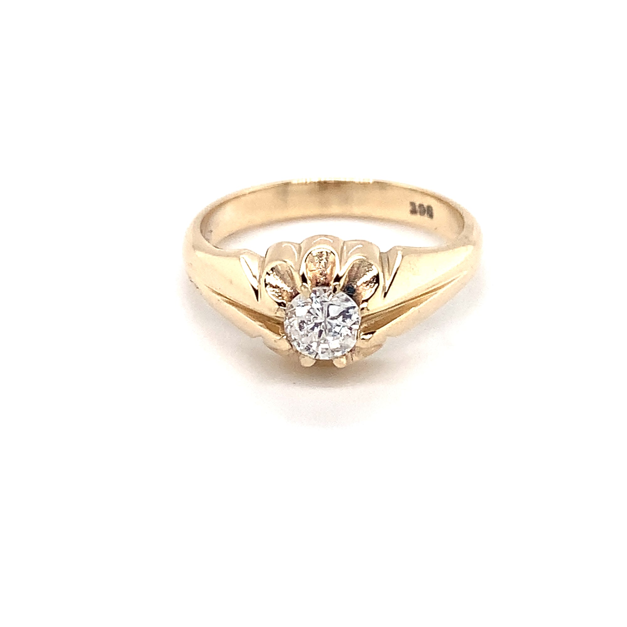 Vintage Diamond Solitaire Signet Ring In 9ct Yellow Gold