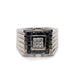Vintage Mens Sapphire & White Diamond 9ct white gold Designer Ring