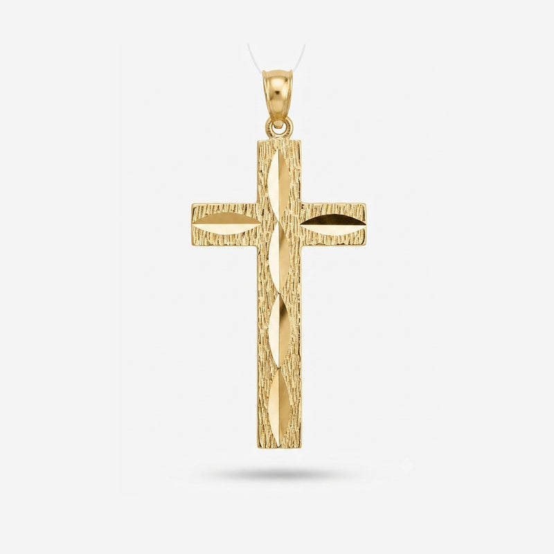 9K Yellow Gold Vintage Textured Cross Pendant