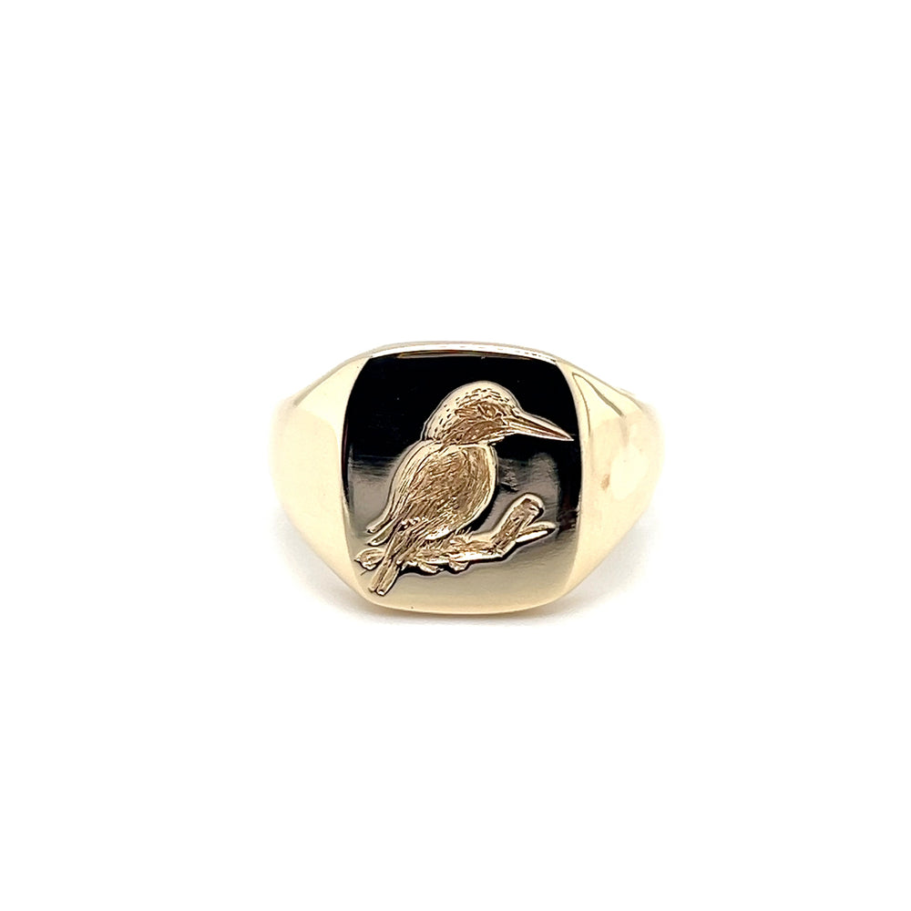 18ct Gold Kingfisher Signet Ring
