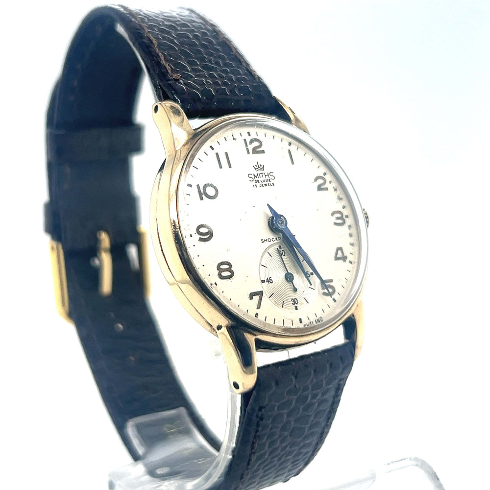 Smiths De Luxe Gents 9ct Gold Wrist Watch