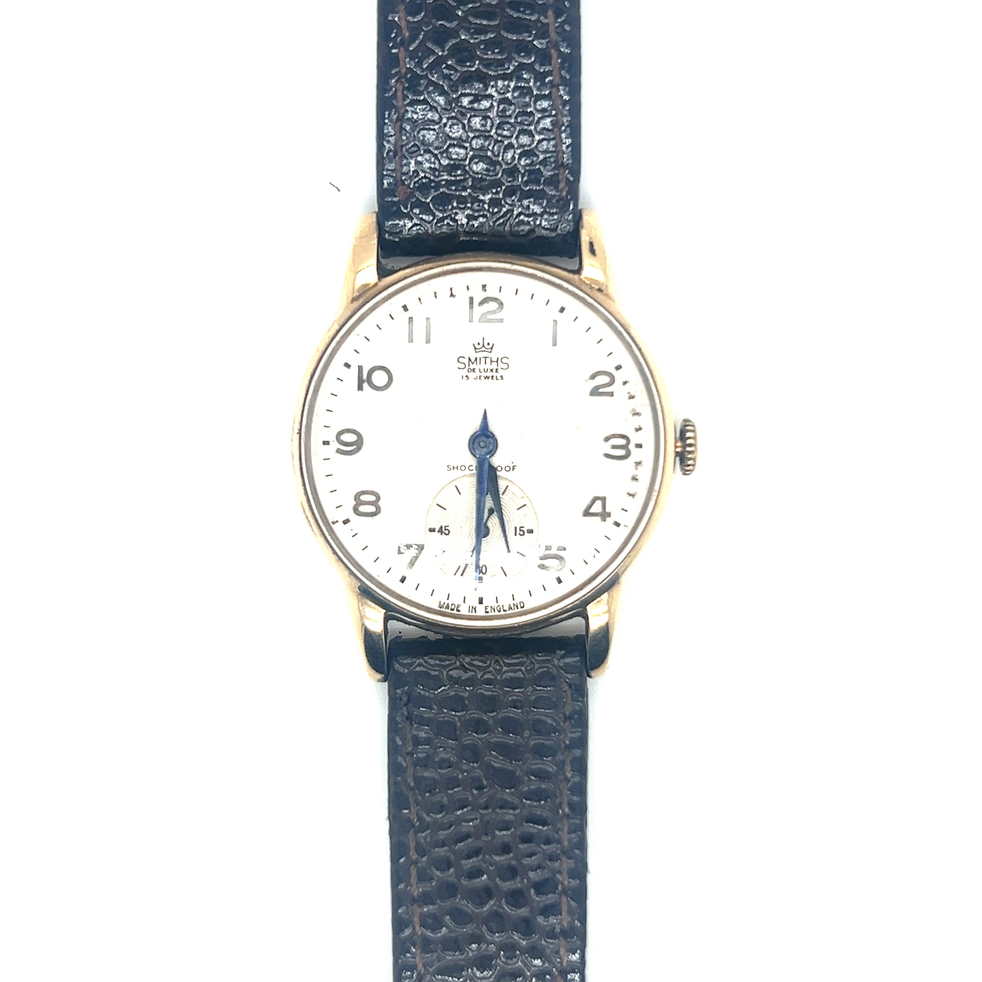 Smiths De Luxe Gents 9ct Gold Wrist Watch