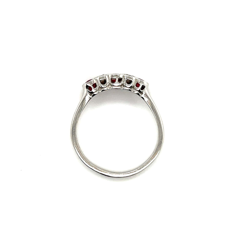 Oval Ruby and Diamond Vintage Dress Ring in 18ct White Gold