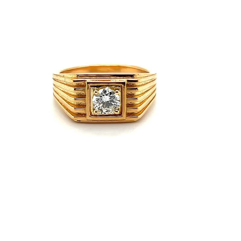 Mens 18ct Gold Diamond Signet Ring