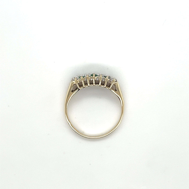 Vintage Round Emerlad and Diaomd 9ct Dress Ring