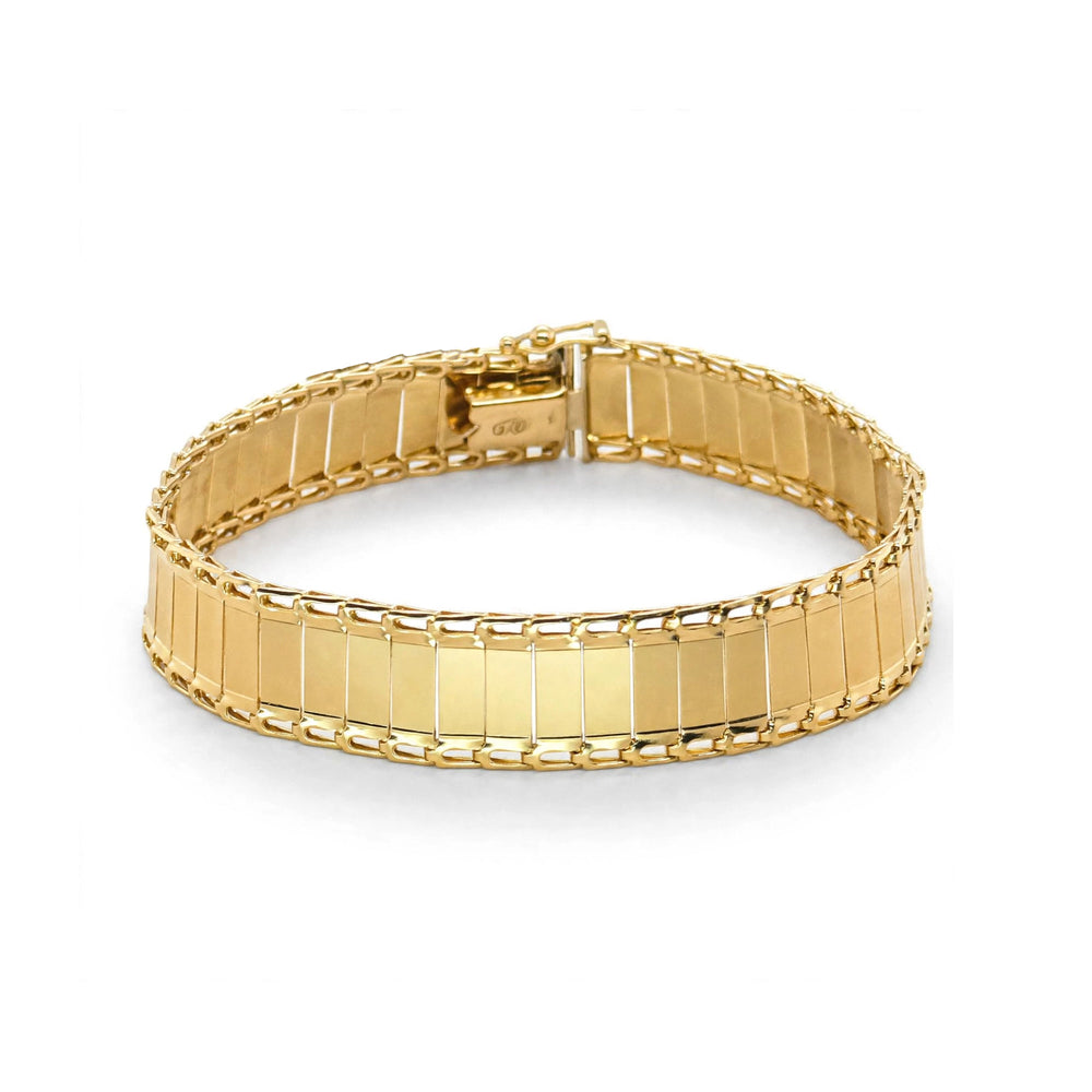 9K Yellow Gold Wide Gate Panel Bracelet 7.2''
