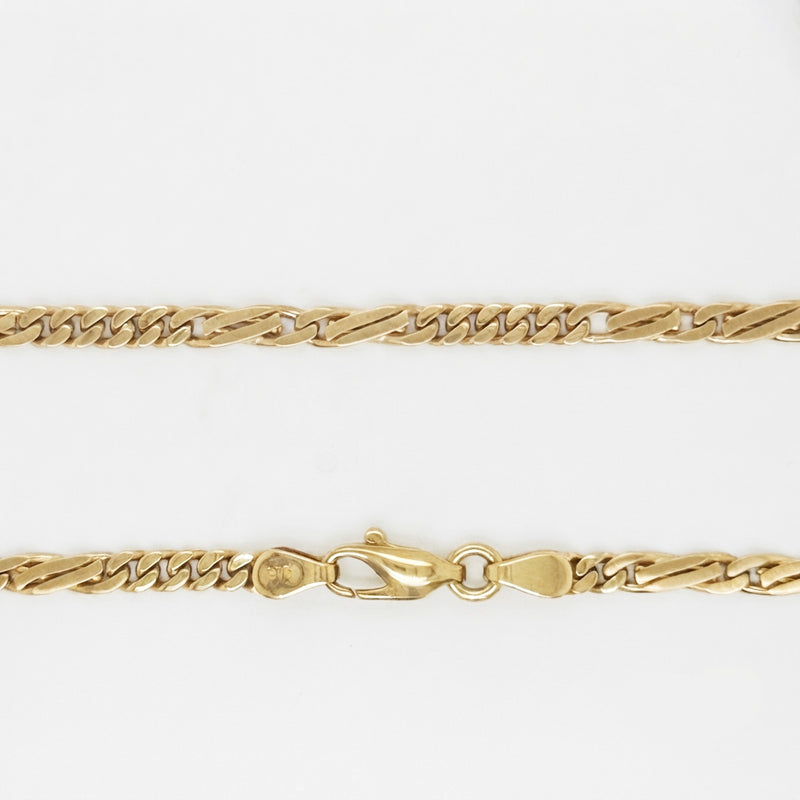 9K Yellow Gold Alternating Figaro Link Chain Necklace