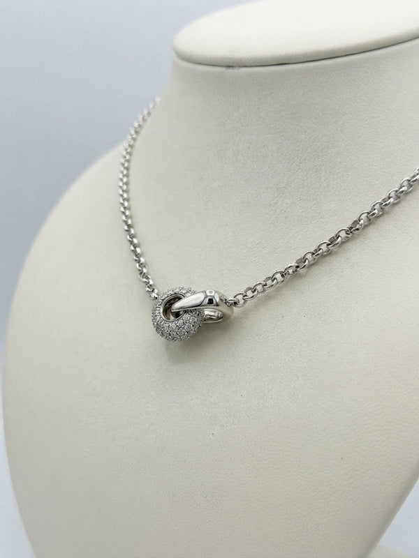 14K White Gold Lab-Grown Diamond Circle Pendant Necklace