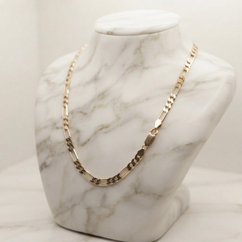 9K Yellow Gold Men's Figaro Link Chain 24.5''