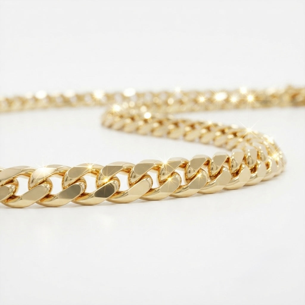 9K Yellow Gold Men's Miami Cuban Curb Link Chain 24''