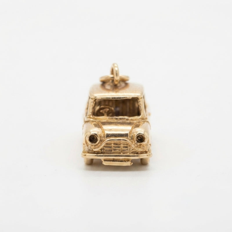 9K Yellow Gold Vintage Classic Mini Car Charm Pendant