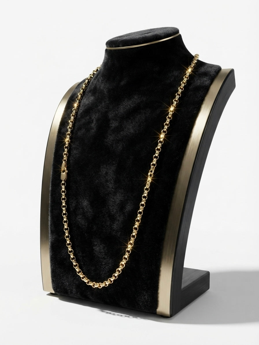 9K Yellow Gold Belcher Link Chain Necklace 24''
