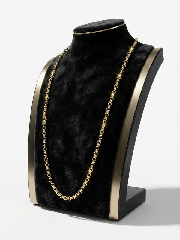 9K Yellow Gold Belcher Link Chain Necklace 24''