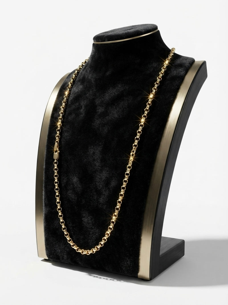 9K Yellow Gold Belcher Link Chain Necklace 24''