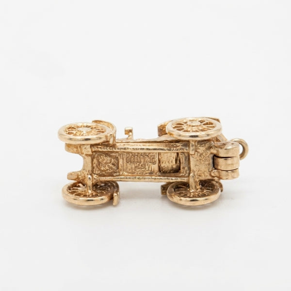 9K Yellow Gold Antique Veteran Automobile Car Charm Pendant