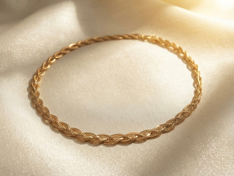9K Yellow Gold Multi-Strand Braided Plait Chain Necklace