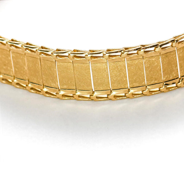9K Yellow Gold Wide Gate Panel Bracelet 7.2''