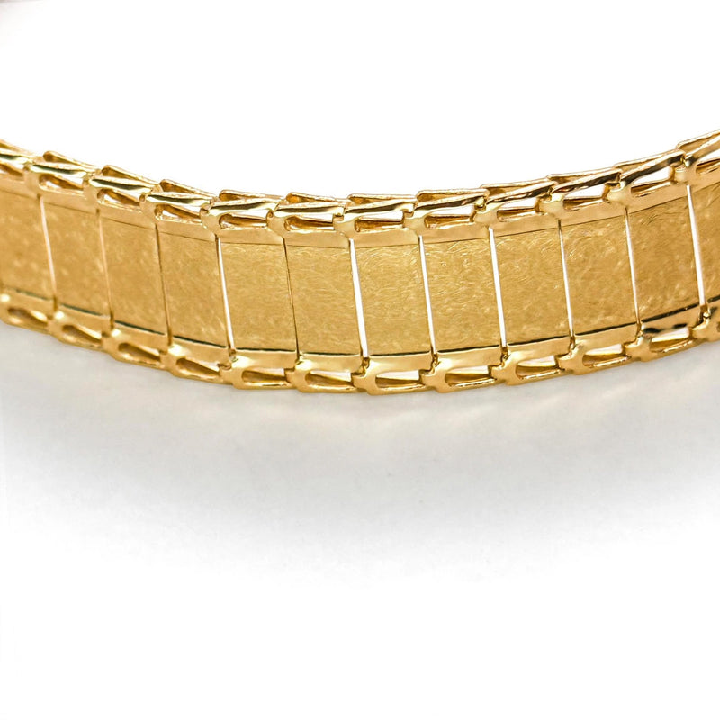 9K Yellow Gold Wide Gate Panel Bracelet 7.2''