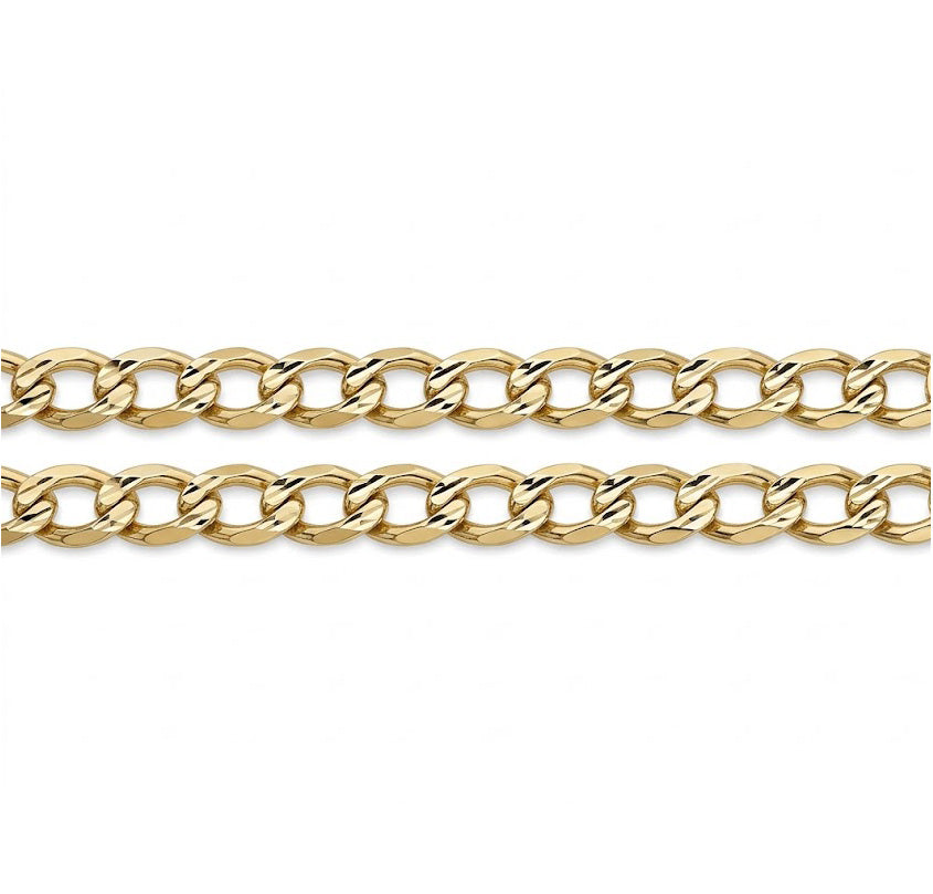 9ct Yellow Gold Diamond Cut Curb Chain (5mm)