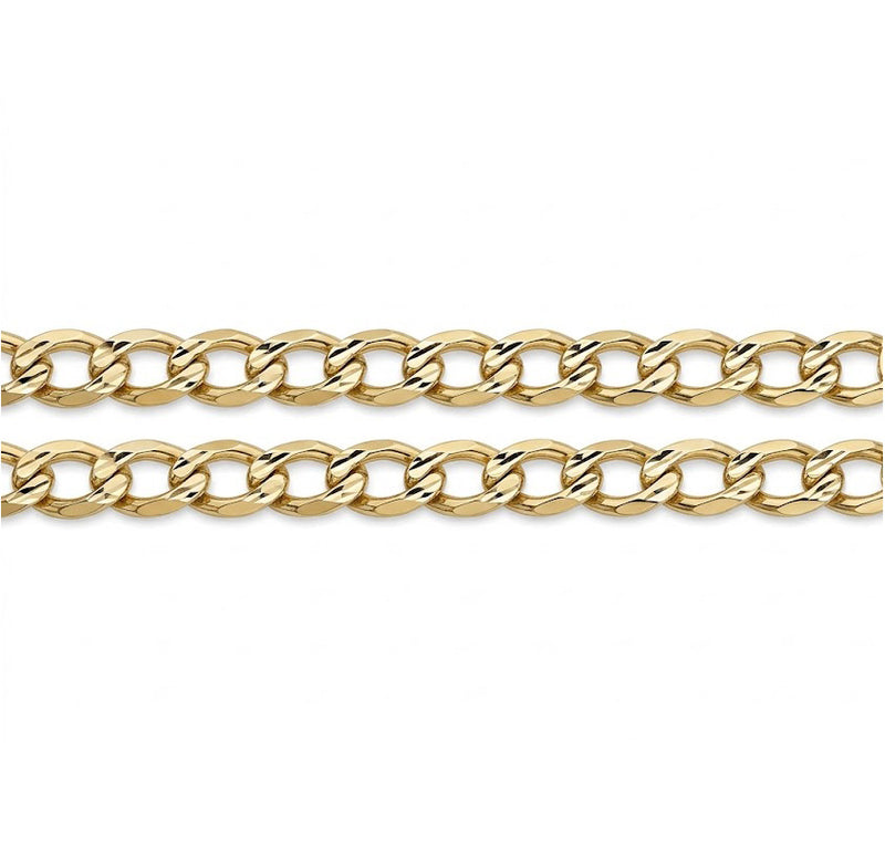 9ct Yellow Gold Diamond Cut Curb Chain (4mm)
