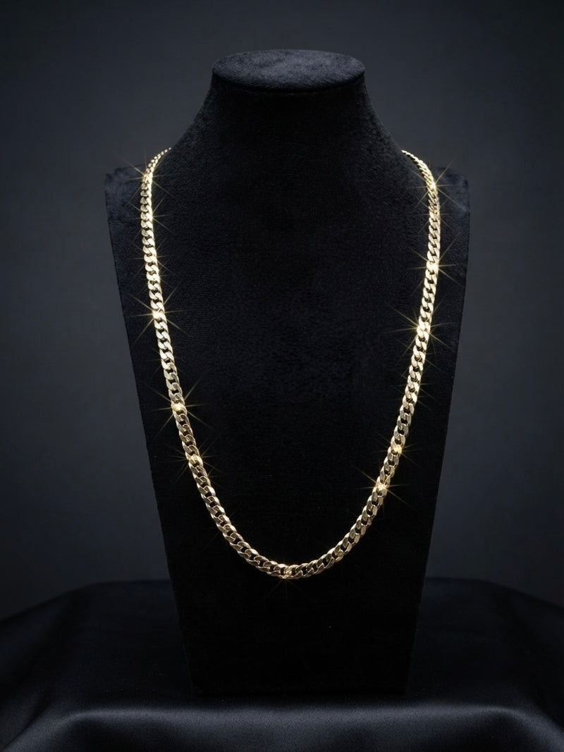 9K Yellow Gold Men's Miami Cuban Curb Link Chain 24''