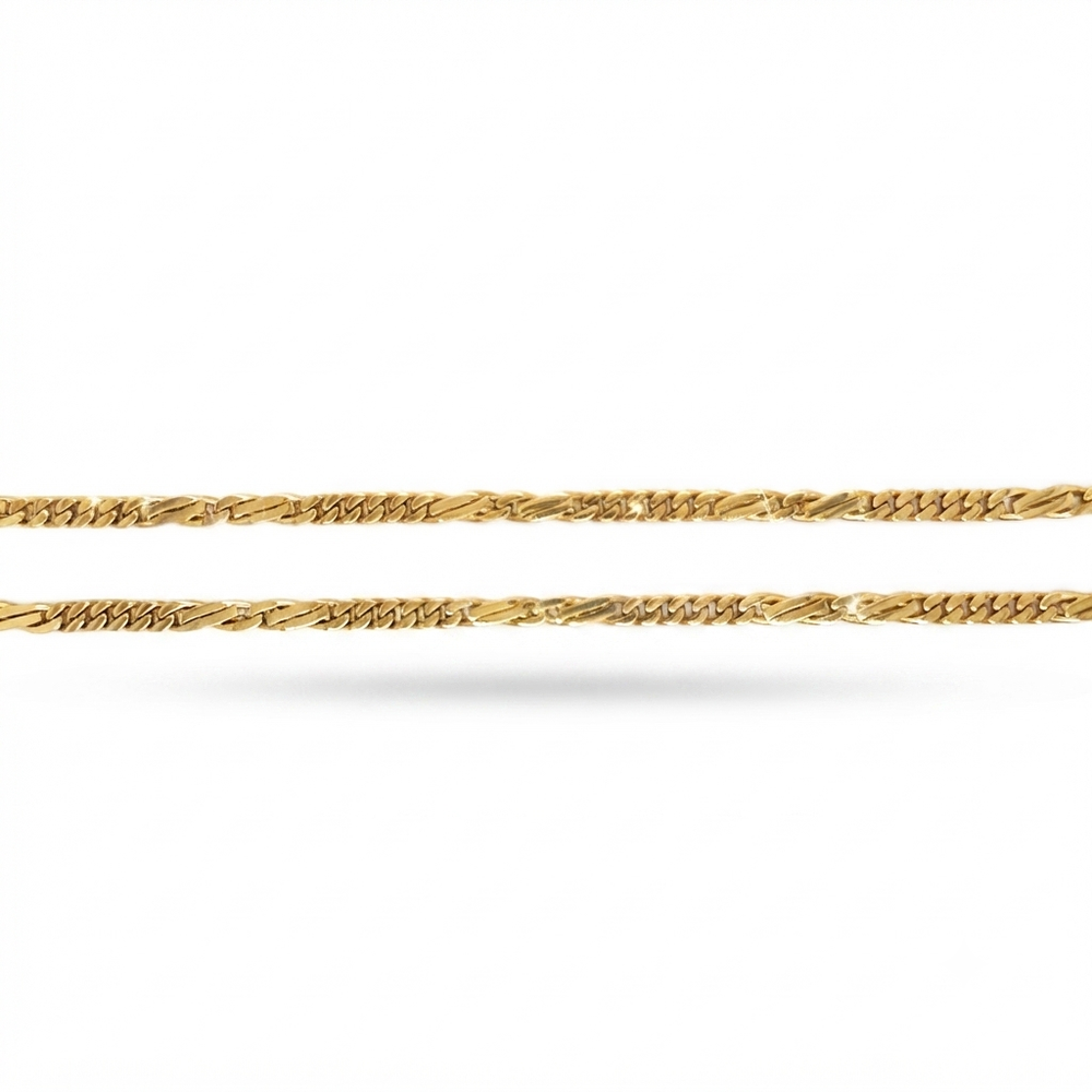 9K Yellow Gold Alternating Figaro Link Chain Necklace