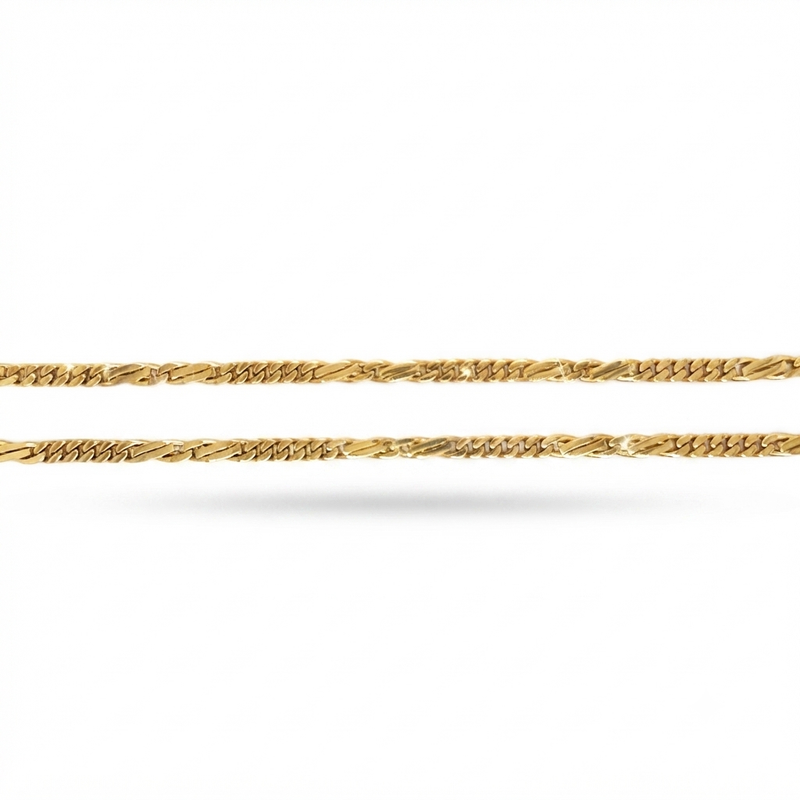 9K Yellow Gold Alternating Figaro Link Chain Necklace