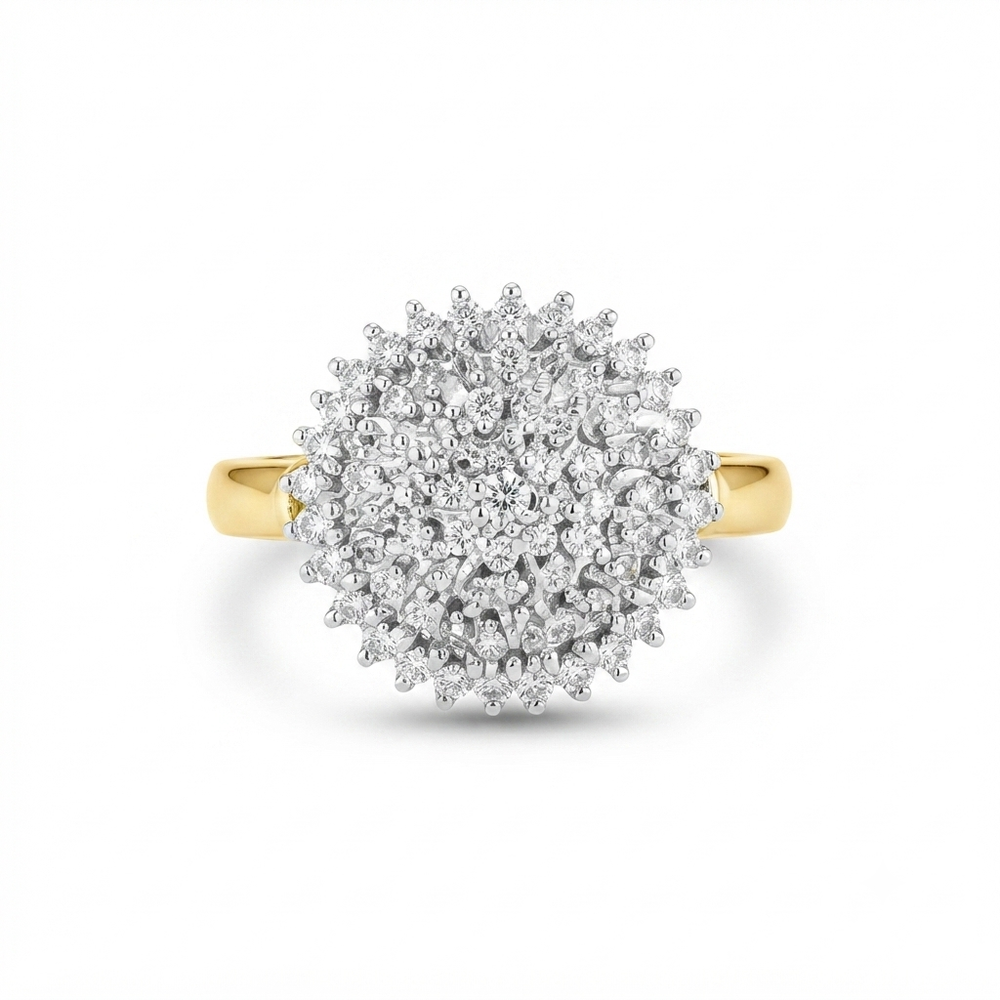 100 Diamond Cluster Ring in 9ct Yellow Gold - 1ct